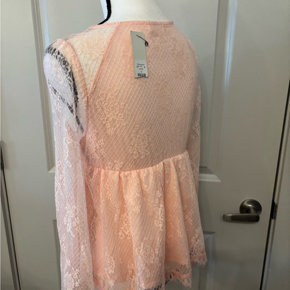 NWT Francesca's pink sheer lace babydoll long sleeve top fairy core size S - Picture 6 of 16